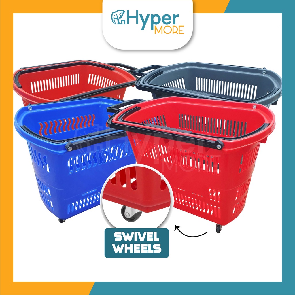 HYPERMORE [Fast Delivery] Grocery Basket Handle with Roller Shopping Basket Trolley Basket