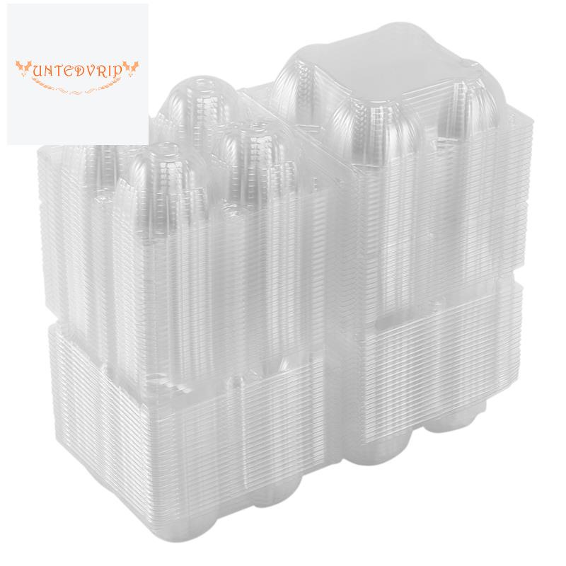 50Pcs Plastic Egg Cartons Bulk Clear Chicken Egg Tray Holder for Family Pasture Chicken Farm Business Market- 4 Grids