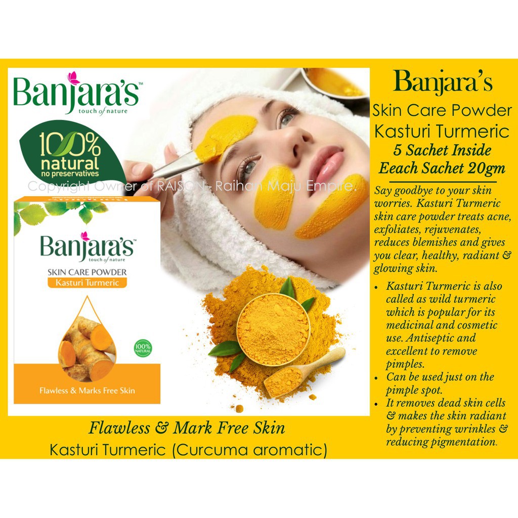 ORIGINAL PRICE Banjaras Skin Care Kasturi Turmeric Powder (5x20g100g