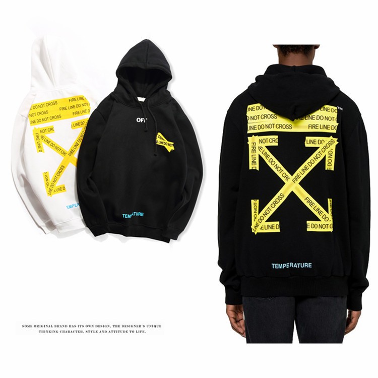 black and yellow off white hoodie