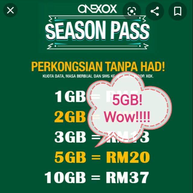 Buy Data Xox 5gb Season Pass Rm18xx Promosi Hrp Limited Unit Seetracker Malaysia