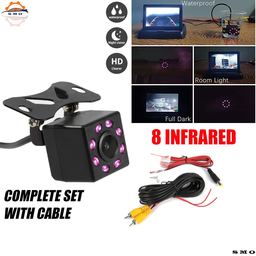 8 Infrared Eye Car Parking Reverse Camera Full HD Night View Vision 120 Degree Angle Waterproof Parking Assistance