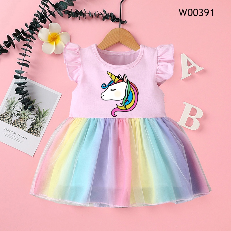 Unicorn Print Cute Baby Girl Summer Rainbow Dress Baby Girls Rainbow ...