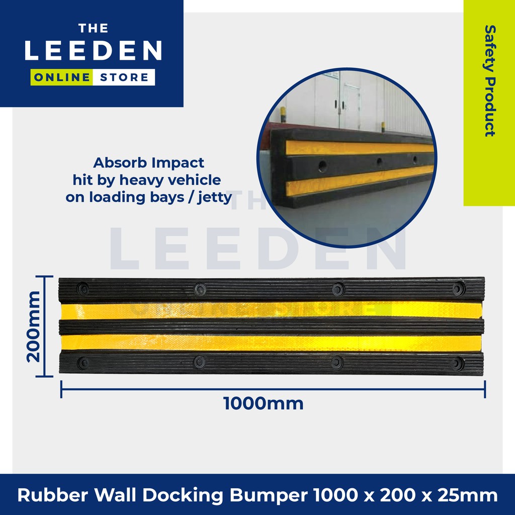 Safety Rubber Wall Docking Bumper 1000 x 200 x 25mm by Leeden Online Store