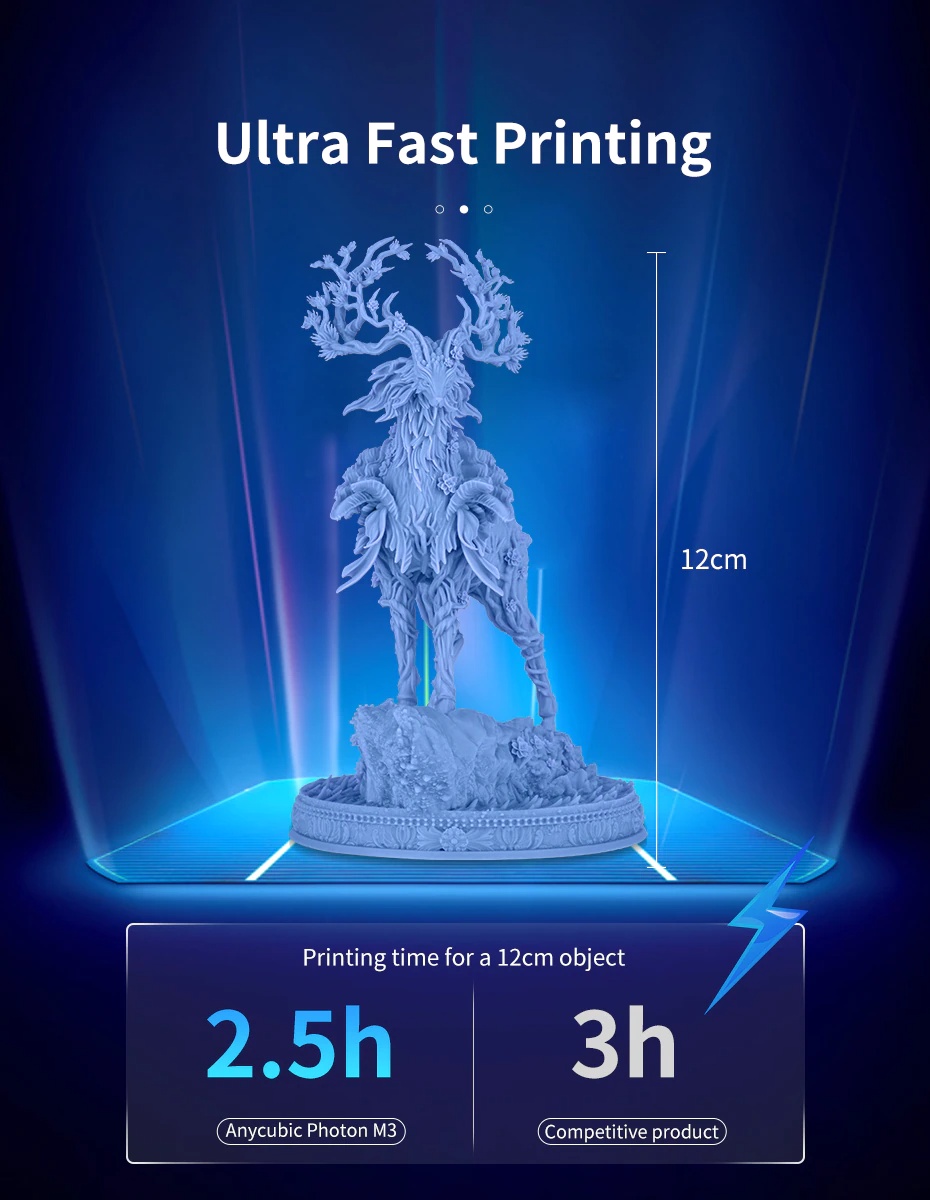 Anycubic photon m3 resin 3d printer, 7.6'' lcd sla uv 3d resin printer with 4k+ monochrome screen 163.9 x 102.4 x 180mm