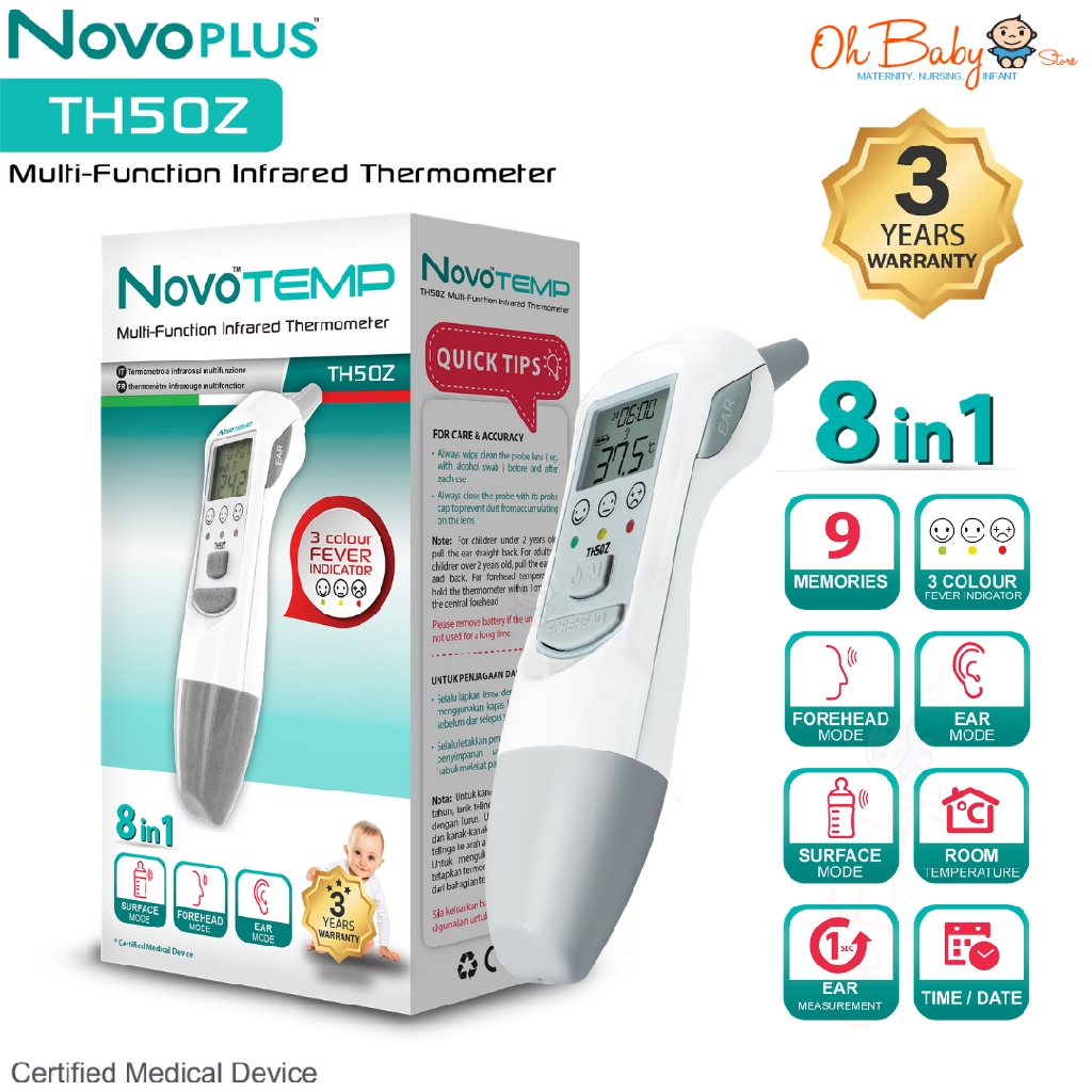 NovoPLUS NovoTEMP MultiInfrared 8 in 1 Thermometer TH50Z Shopee Malaysia