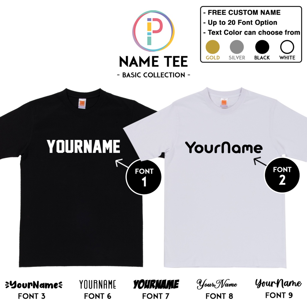 [Adult/Kid] Baju Custom Nama Sendiri Name Tee T-shirt Birthday Gift family couple team company event