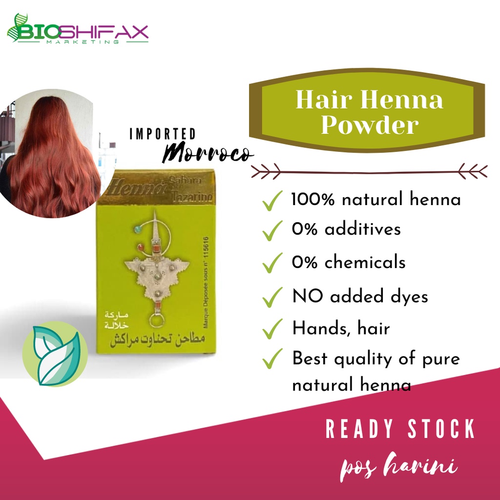 Natural Moroccan Henna Powder Hair Dyeing Mehndi Green Shopee Malaysia
