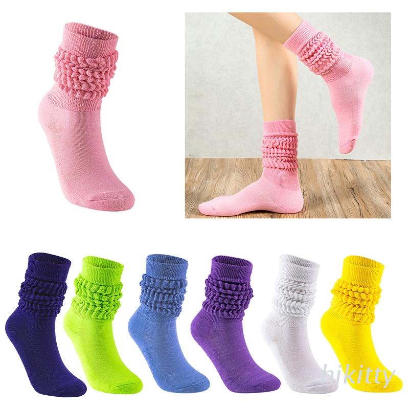 HIK Unisex Slouch Boot Socks Loose Stacked Ruched Bubble Scrunch Knee ...