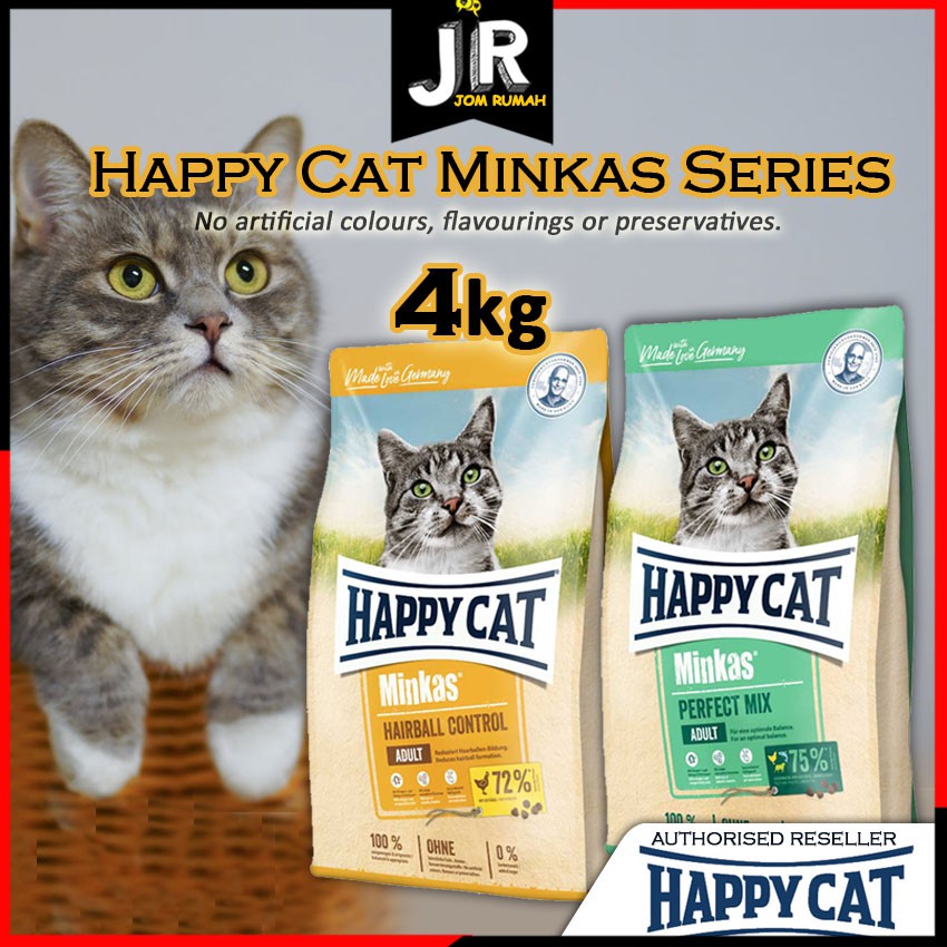 Happy Cat Minkas 4kg Dry Food Perfect Mix, Hairball Control 