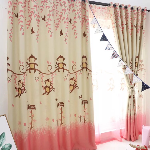 Melin Cute Monkey Window Curtains For Children Bedroom