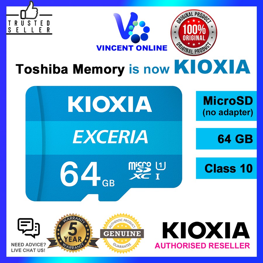 Kioxia Toshiba Exceria Microsdxc 64gb Class 10 100mb S Micro Sd Memory Card Previously Known As Toshiba Memory Shopee Malaysia