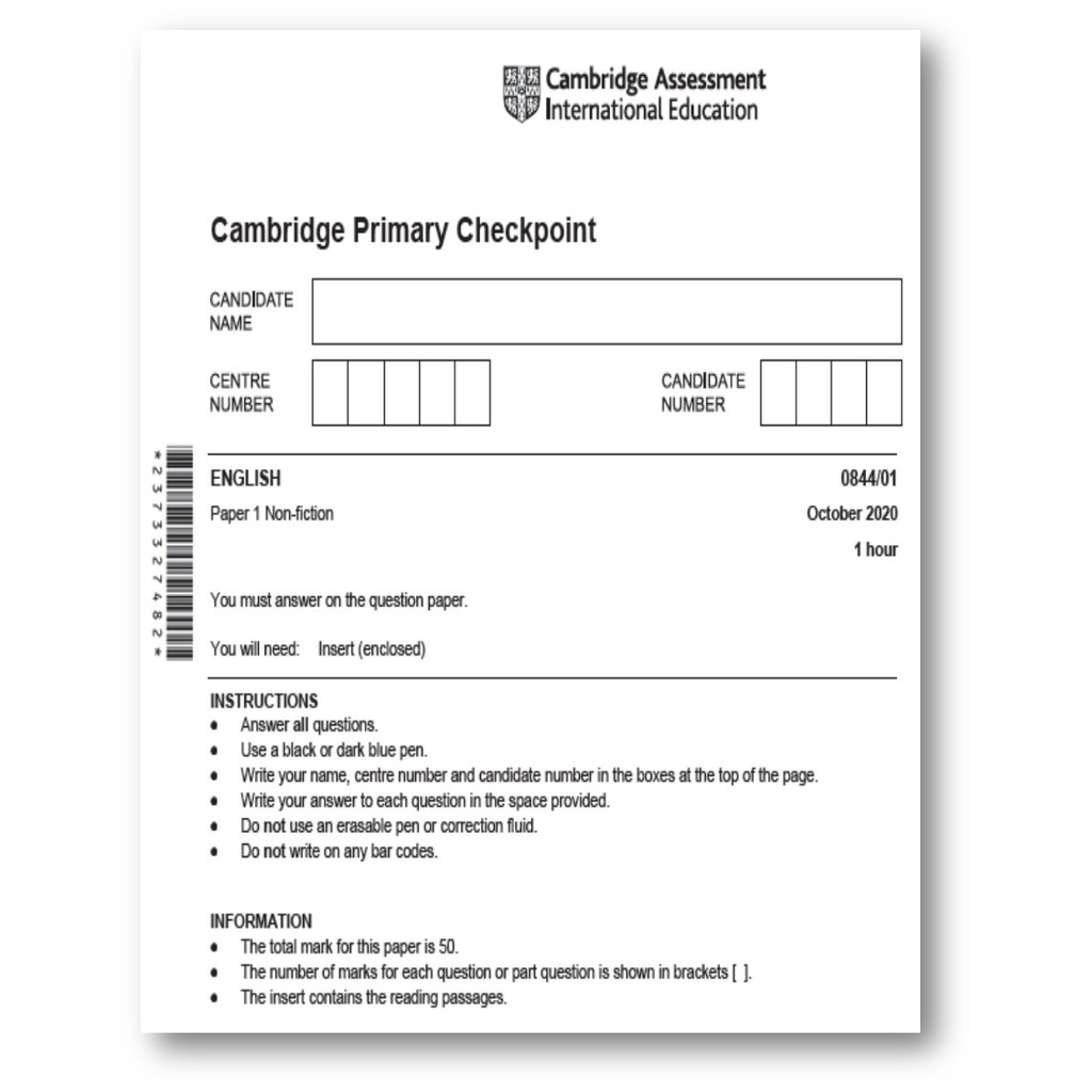 Ks2 Ks3 Cambridge Checkpoint Past Year Paper October 2020 Latest Primary Secondary Science Maths English Shopee Malaysia