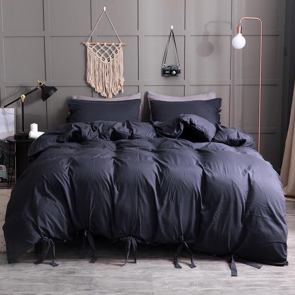 Washed Cotton Comfortable Solid Color Duvet Cover Bedding Set