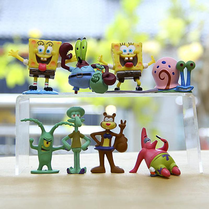 8pcs/set Cartoon Spongebob Figures Aquarium Decoration Squidward ...