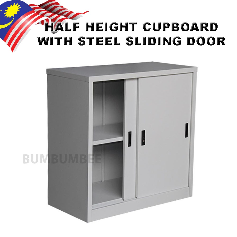 HALF HEIGhT CUPBOARD WITH STEEL SLIDING DOOR C/W ADJUSTABLE SHELF