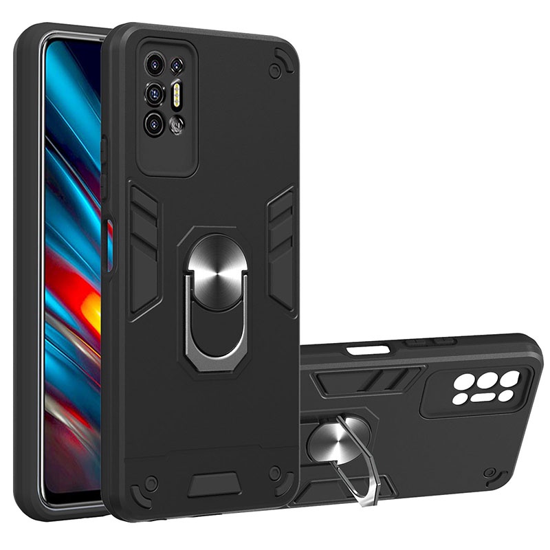 Tecno Pova 2 Hybrid Shockproof Armor Case Ring Holder Stand