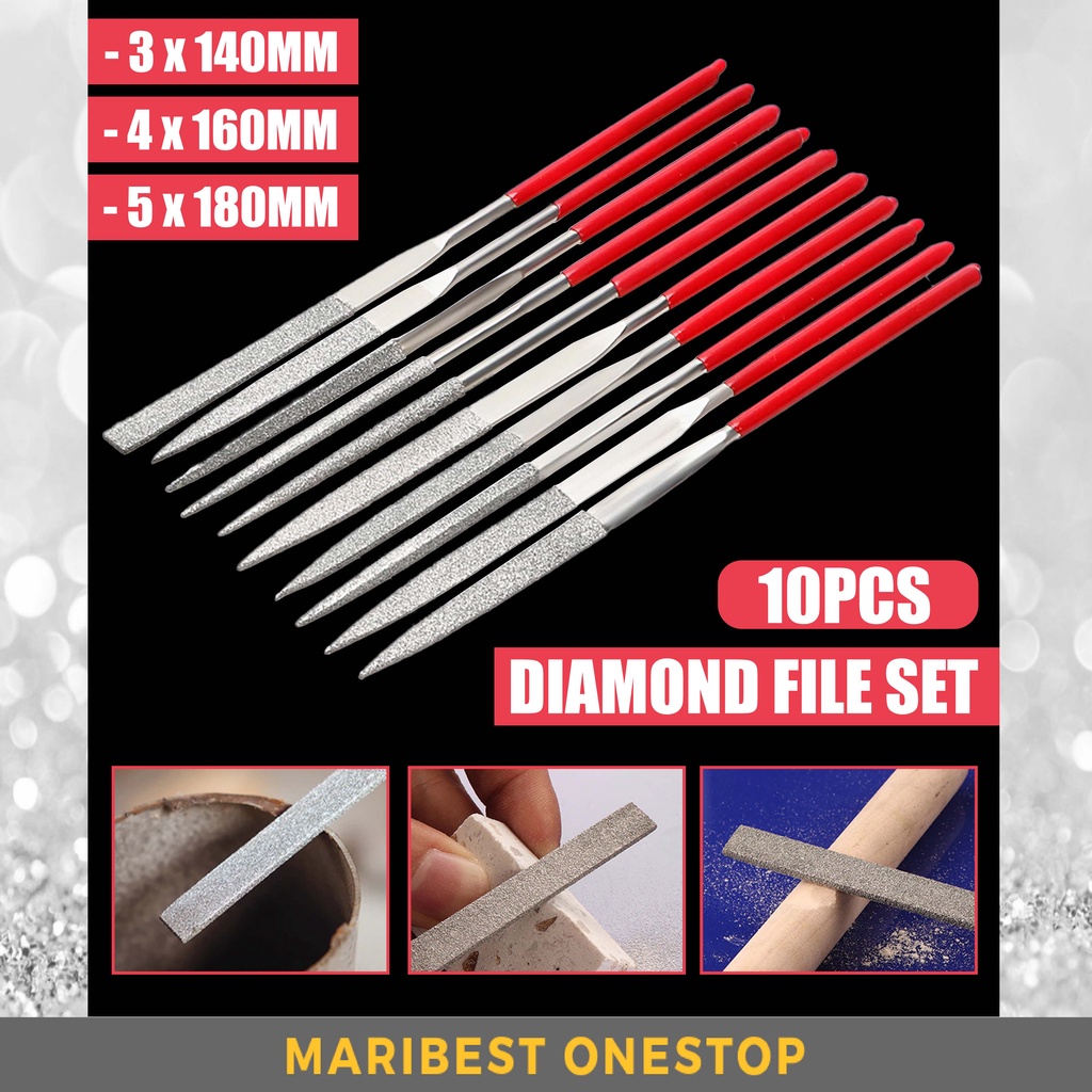 10PCS Mini Metal Rasp Diamond Needle Files Set Wood Carving Tools for Steel Woodworking Hand File Tool Kikir Kayu Besi