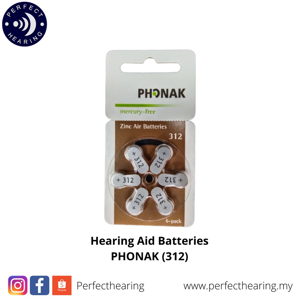 ORIGINAL Phonak Hearing Aid Battery, Size 312 (6 Pcs) | Shopee Malaysia