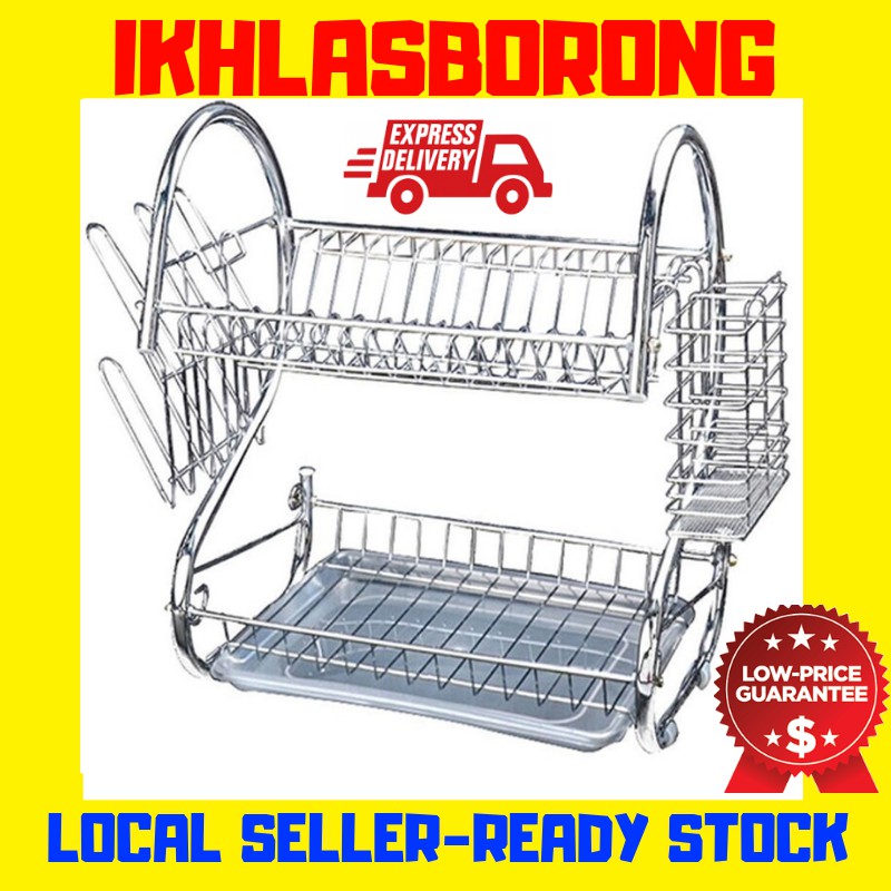 2 Layer Dish Rack Double Layer Dish Rack with Cup Holder Dish Drainer