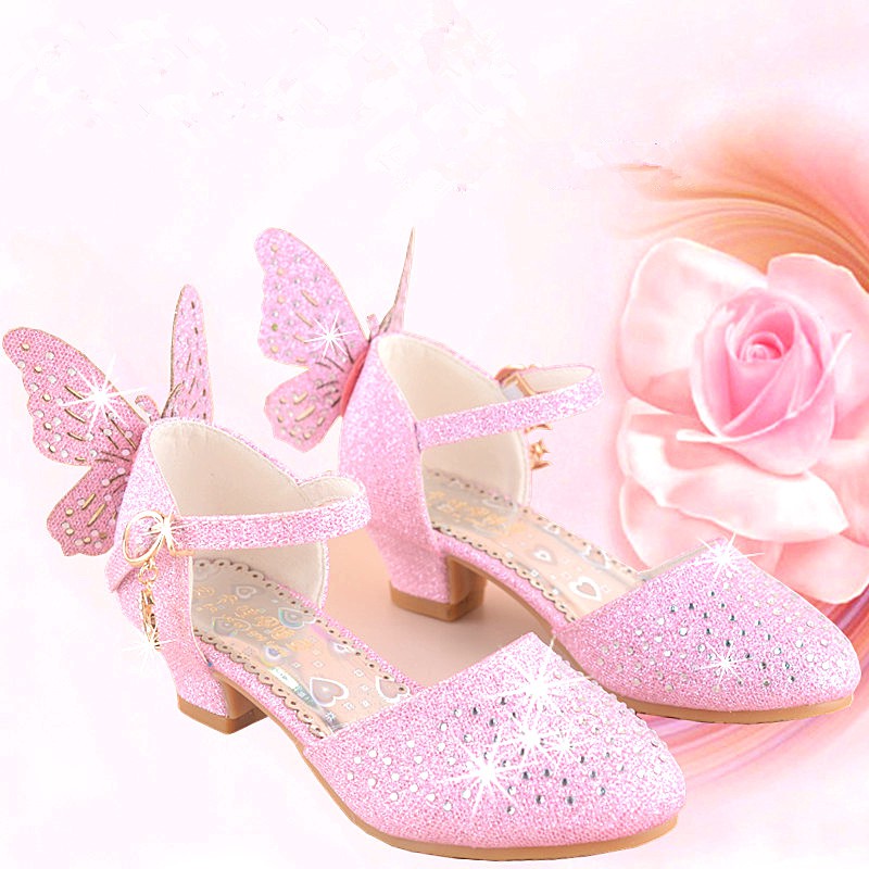 Fashion Girls High Heel Sandals Kids Rhinestone Glitter Princess Dance Shoes Shopee Malaysia