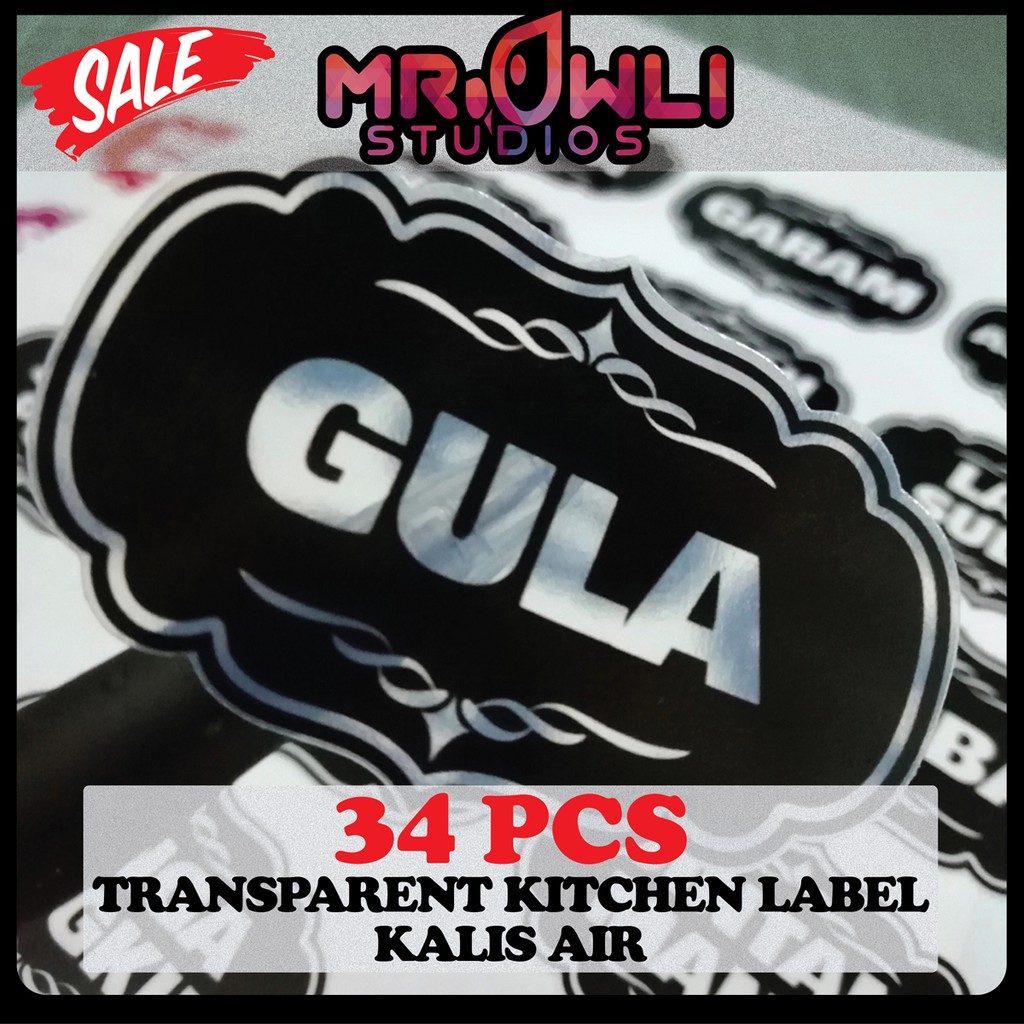 Transparent Sticker  Label  Dapur  Untuk Bahan  Masakan 34Pcs 