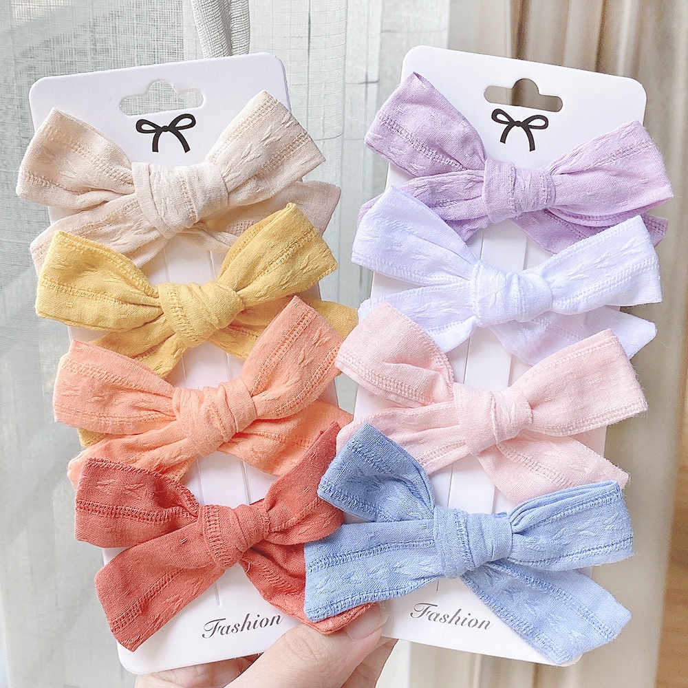 4Pcs/Set New Sweet Solid Hair Bows Clips for Cute Girls Cotton Hairpins  Barrettes Headwear Bow Clips Kids Hair Accessories Gifts | Shopee Malaysia