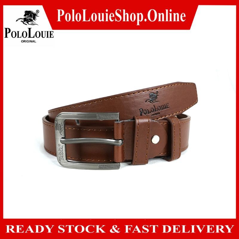 Original Polo Louie Men Quality PU Leather Belt Jeans Buckle Casual Strap Belts Tali Pinggang Lelaki