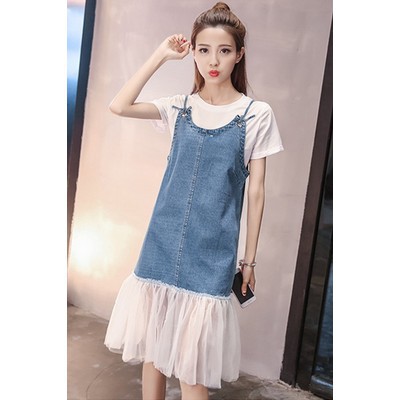 denim overall maxi dress