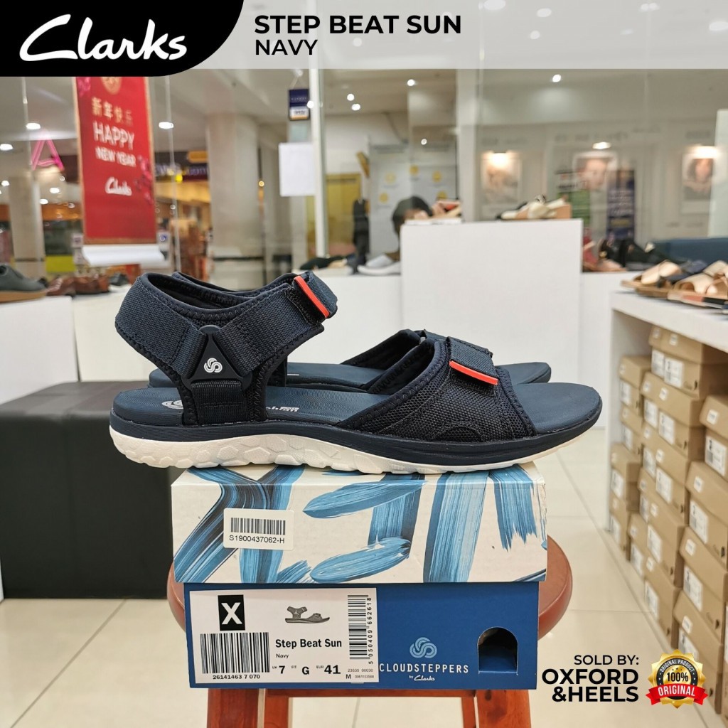 clarks step beat navy casual sandals