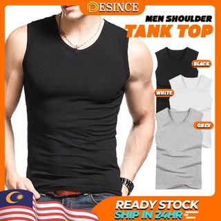 🇲🇾READY STOCK😎 Men Tank Top Cover Shoulder Singlet Casual Plain Undershirt Inner Gym Casual Baju Lelaki MT 102