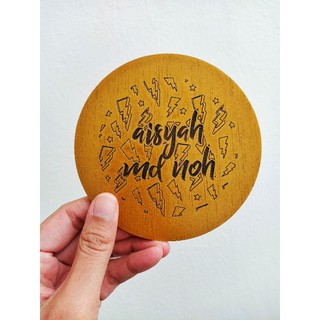 CUSTOM wooden coaster COLORED Alas cawan Shopee Malaysia