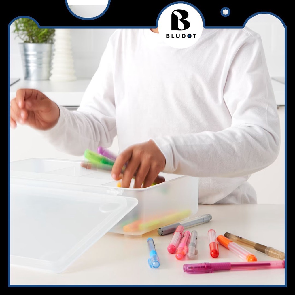 IKEA STORAGE BOX GLIS BOX WITH LID TRANSPARENT 34X21CM KOTAK BERPENUTUP