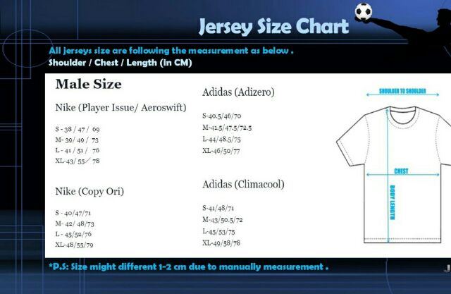 adizero jersey size chart