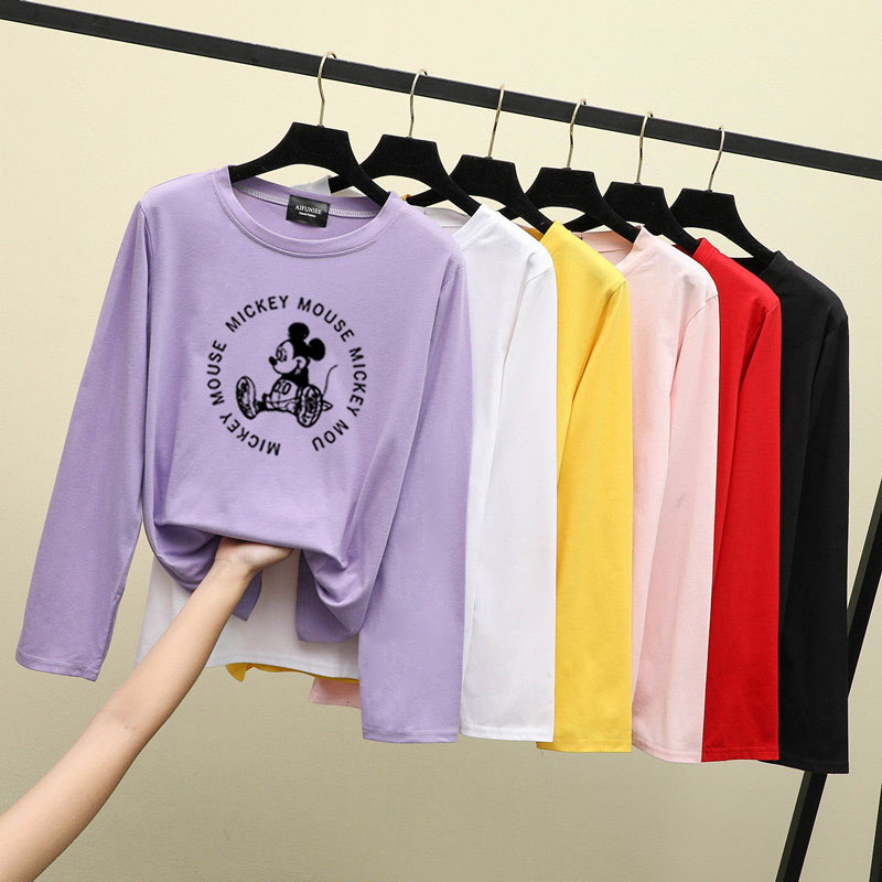 Women s Plus Size Long Sleeve T shirt Mickey Mouse S 3XL 