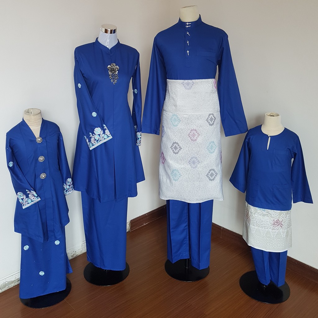 Kebaya Budak Royal Blue Biru Girls Perempuan Baju Raya Family Sedondon Mayor Manik Shopee Malaysia