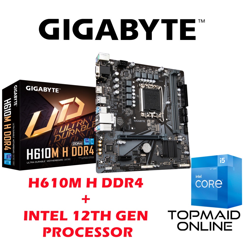 GIGABYTE H610M H DDR4 INTEL LGA 1700 MICRO ATX MOTHERBOARD + INTEL I5 ...