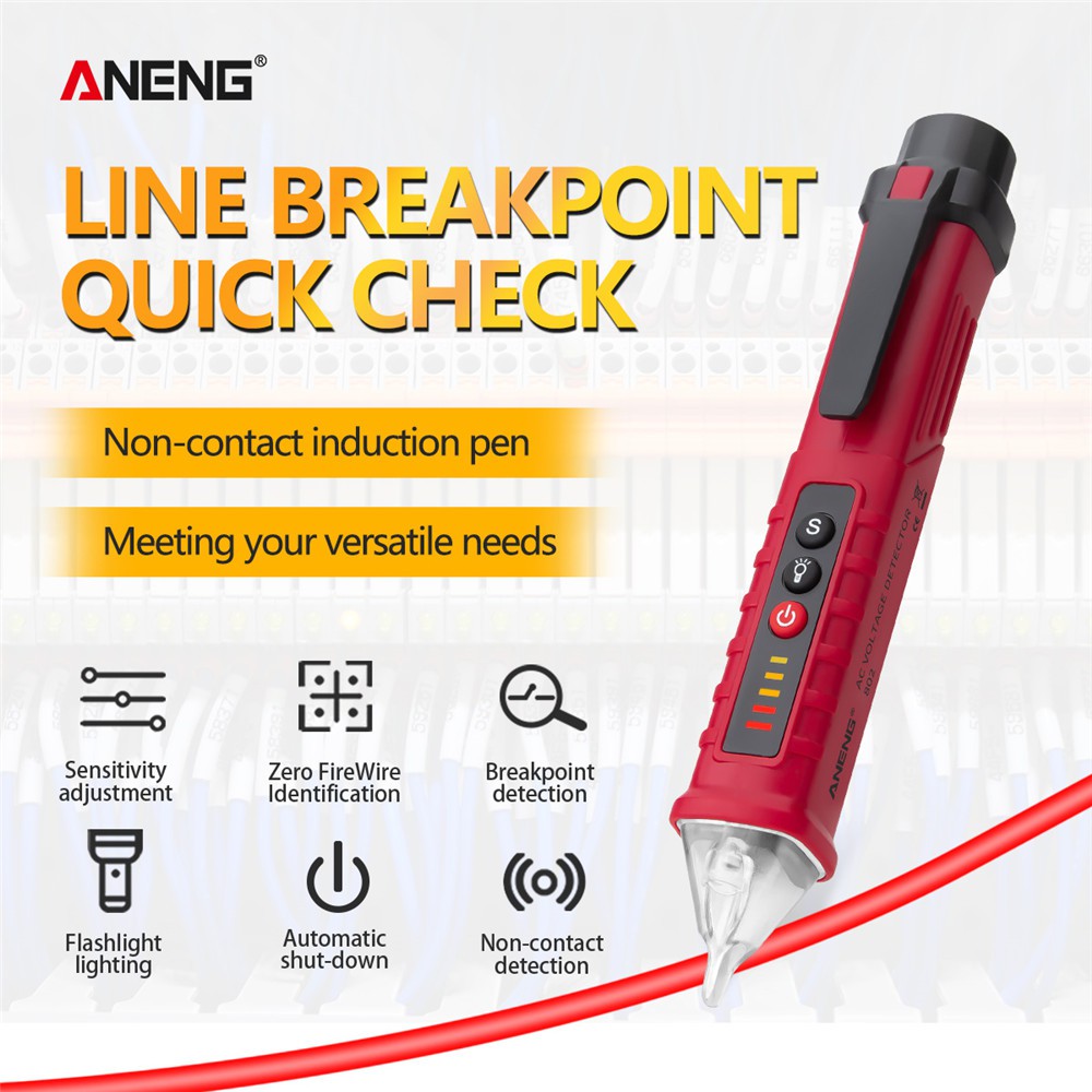 ANENG VD802 Portable Non-Contact AC Detector Tester NCV Sensitivity Pen Style Electric Indicator LED Voltage Meter Vape