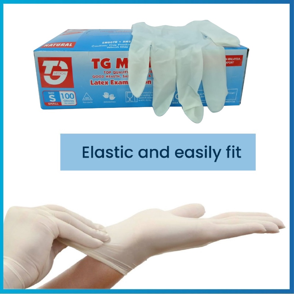 TG EXAMINATION GLOVES/LATEX GLOVES/READY STOCK/HIGH QUALITY/100 PCS PER