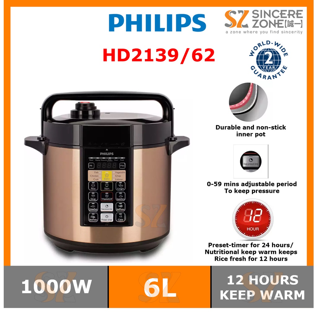 Philips 6L Electric Pressure Cooker HD2139 (Comes with Non-Stick Pot)