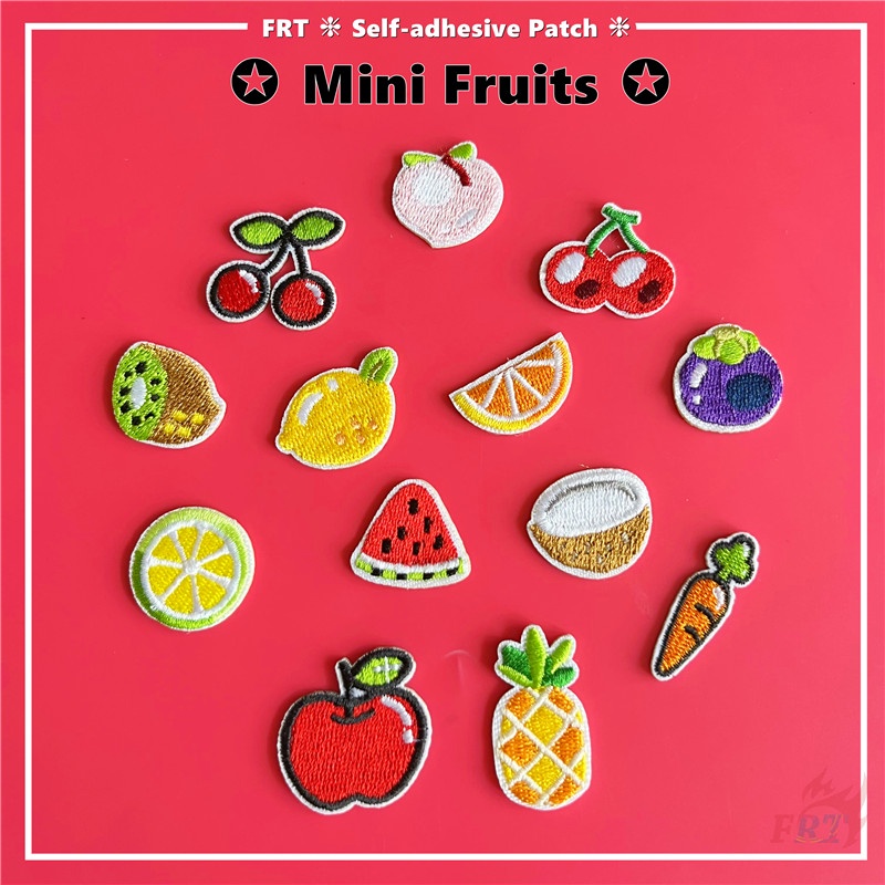 ☸ Mini Fruits - Cherry / Watermelon / Coconut / Pineapple Self-adhesive Sticker Patch ☸ 1Pc DIY Iron on Sew on Clothes Bag Accessories Decor Badges Patches