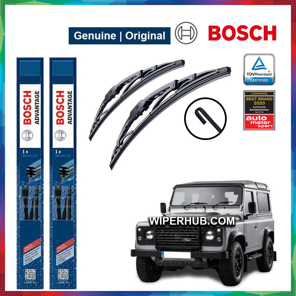 [ORIGINAL] Land Rover Defender Station Wagon 110 2011 - Present Bosch Advantage U-Hook Wiper Blade Windscreen (1SET)