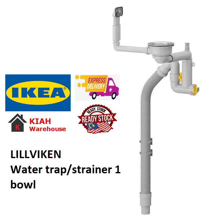LILLVIKEN Water trap/strainer 1 bowl or 2 Water Pipe Sink Bowl Pipe | Shopee Malaysia