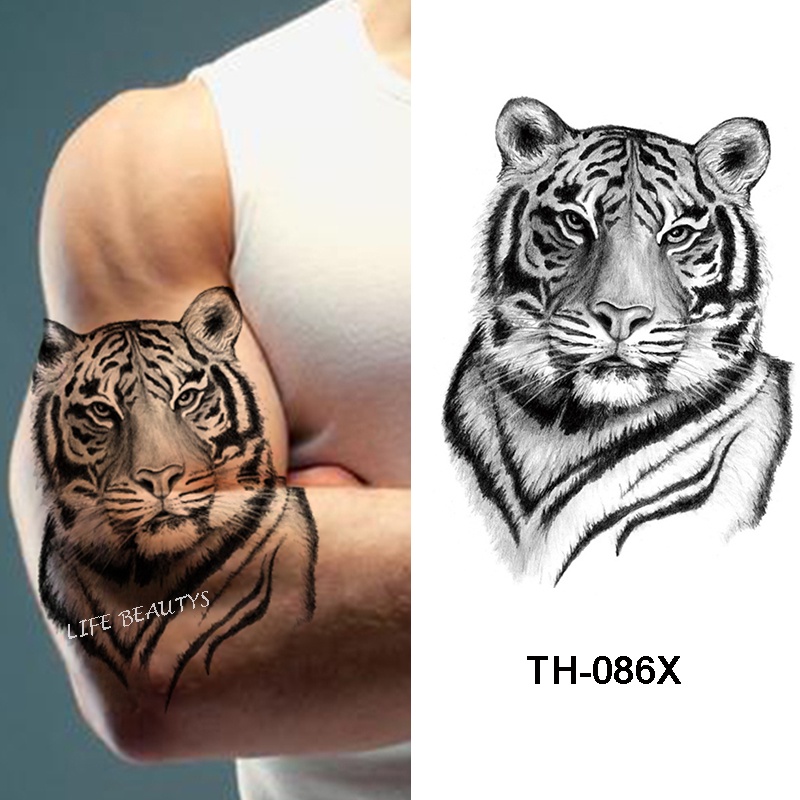 Tiger Fashion Cool Waterproof Temporary Tattoo Sticker Lion Wolf Animal  Body Art Arm Fake Removable Tatoo Men Women Pers | Shopee Malaysia