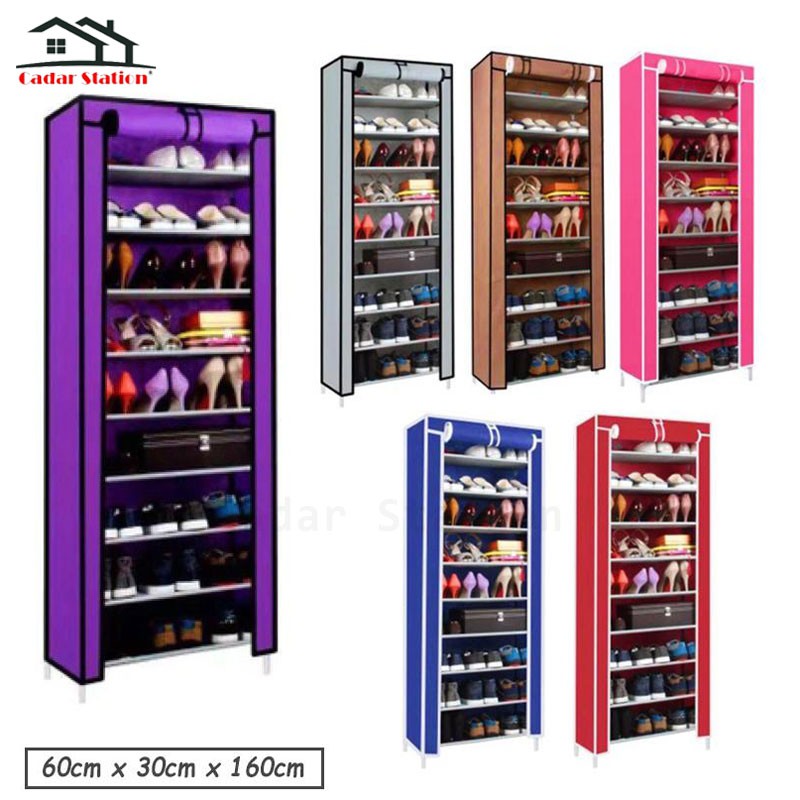 CS_🔥XG10 10 Tier Shoe Rack Dust Cover Shoe Shopee Malaysia