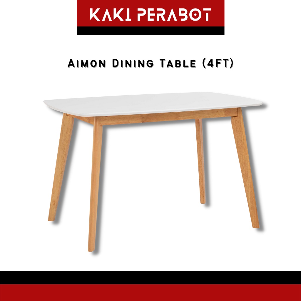 HABI 4 Feet Dining Table/ Solid Wood Table/ 4 Seater Dining Table