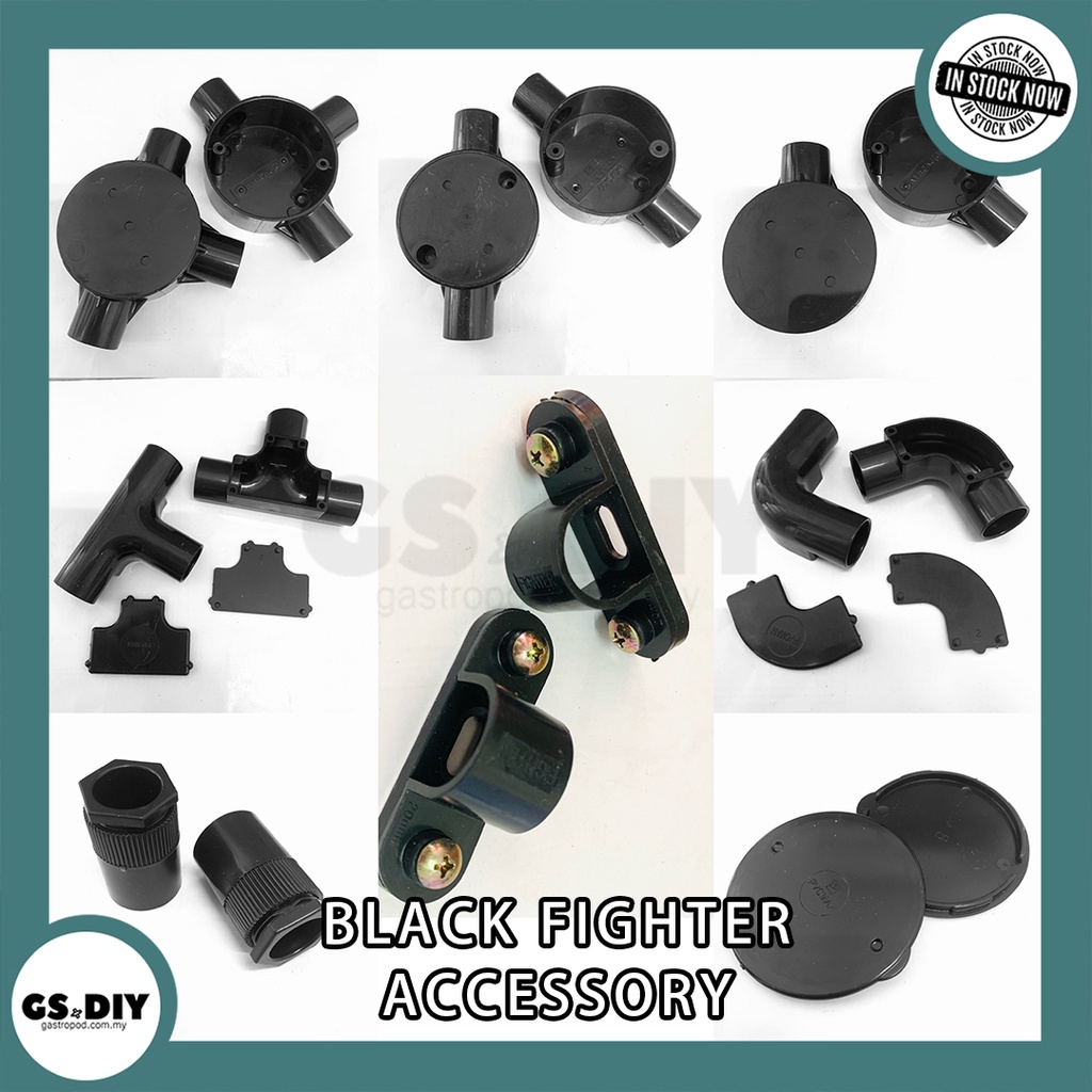 PVC Black 20 / 25mm PVC Electrical Conduit Box Fitting Accessories