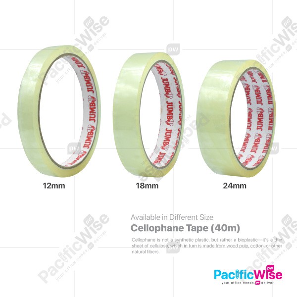 Jumbo Cellophane Tape Selofan Tape Tape 12mmx40m 18mmx40m 24mmx40m 1roll Shopee Malaysia