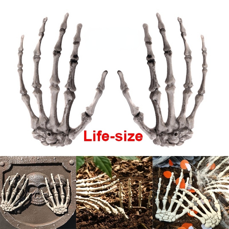 1Pc Realistic Halloween Haunted House Skull Skeleton Human Hand Bone Terror Adult Scary Props Party Decor Supplies