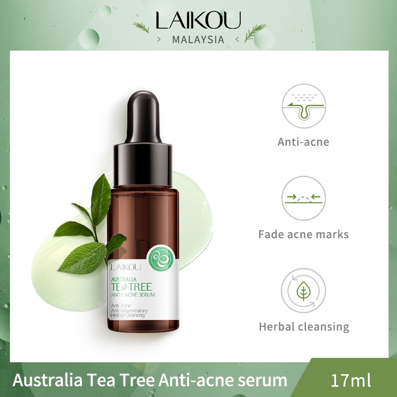 LAIKOU Tea Tree Serum Anti Acne Pores Pimples Removal Spots Skin Care (17ml)